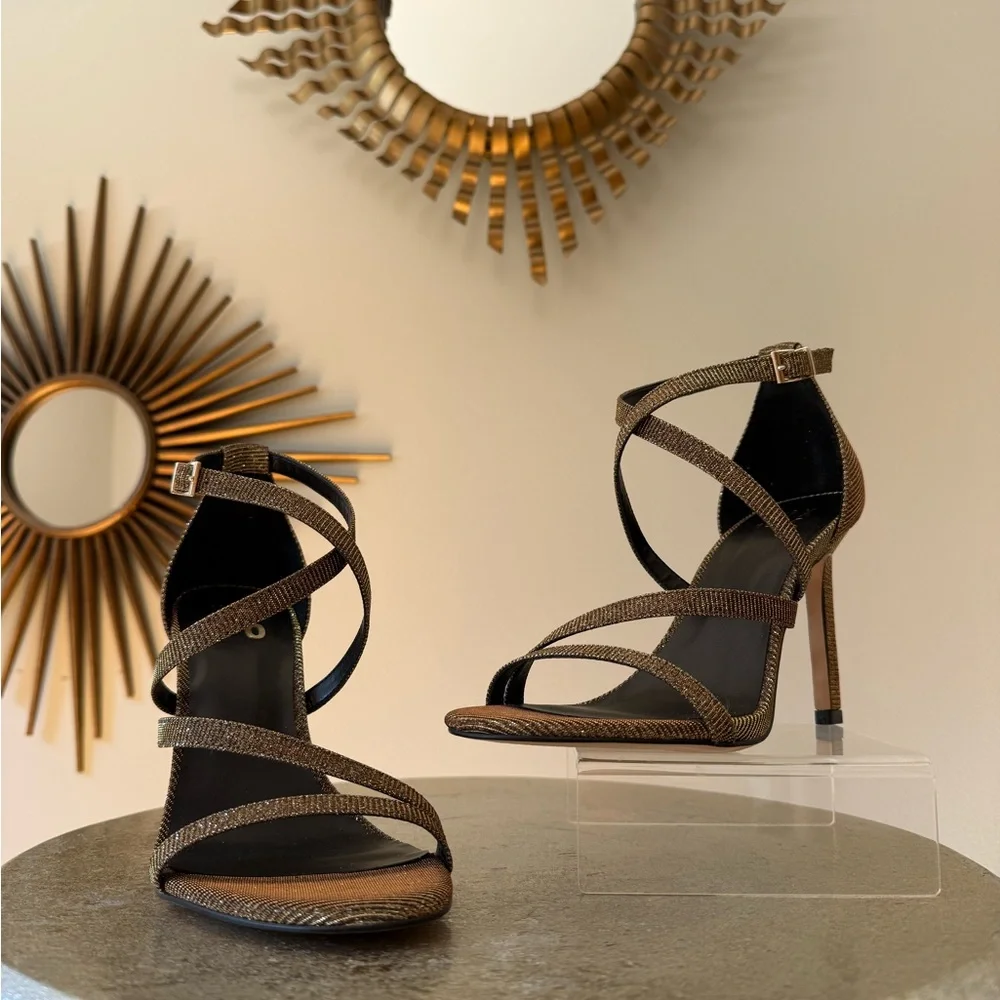 Mix No. 6 - Gold Shimmer Strappy Heels